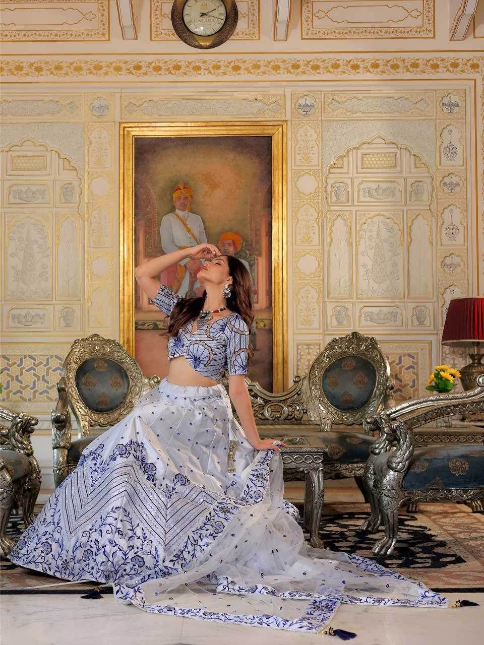 Satin Embroidered Sequins Lehenga - MYLUXURY LANE ENTERPRISE